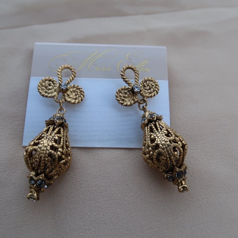 Miss Ellie NYC antique gold chandelier earrings